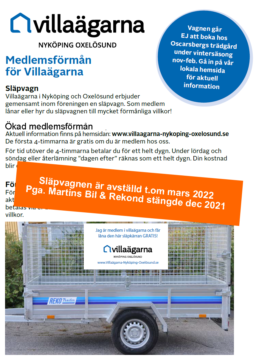 Villaägarna Nyköping Oxelösund Släpvagn vinter 900p 2022